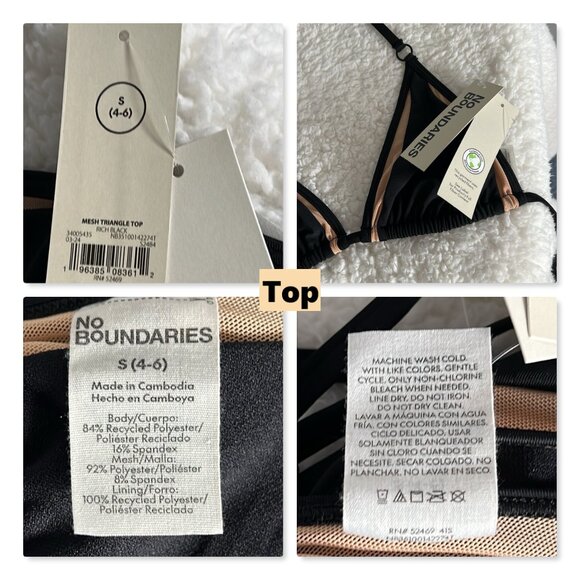 No Boundaries Two Tone Mesh Triangle String Bikini Sz S NWT - Picture 12 of 14